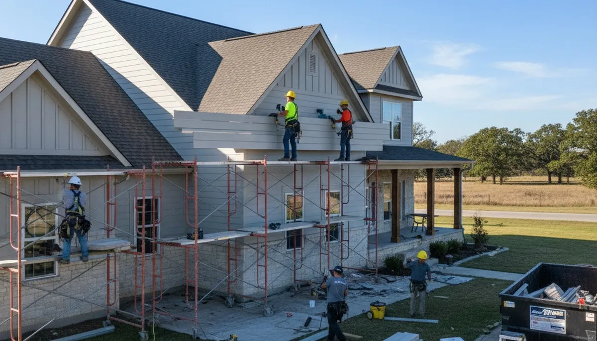 Vinyl siding installation by Oklahoma City, OK siding contractors on a residential home